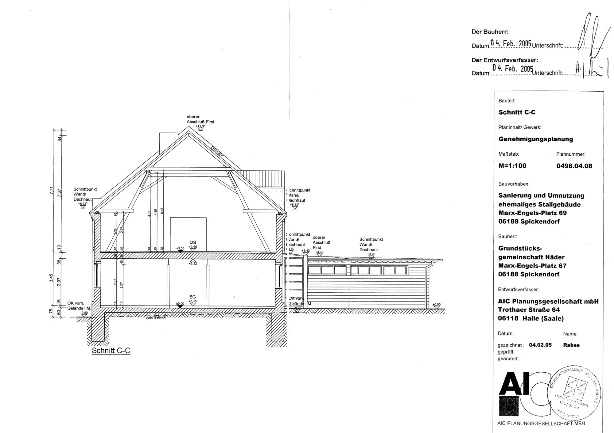 Gutsherrensaal Schnitt C-C Gutsherrensaal Schnitt C-C
